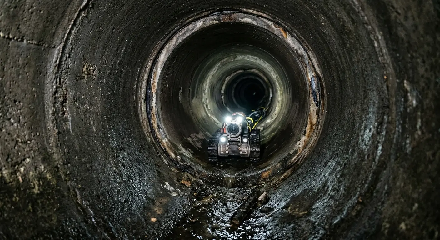 Robotic sewer camera inspecting pipe interior for Sewer Line Repair in Monmouth